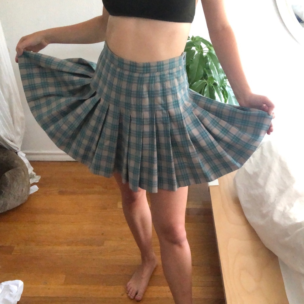 Vintage Blue Plaid Tennis Skirt